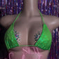 Neon Green - Bikini and Fishnets - Three Piece Set