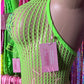 Green - Fishnet Dress Two Piece Set